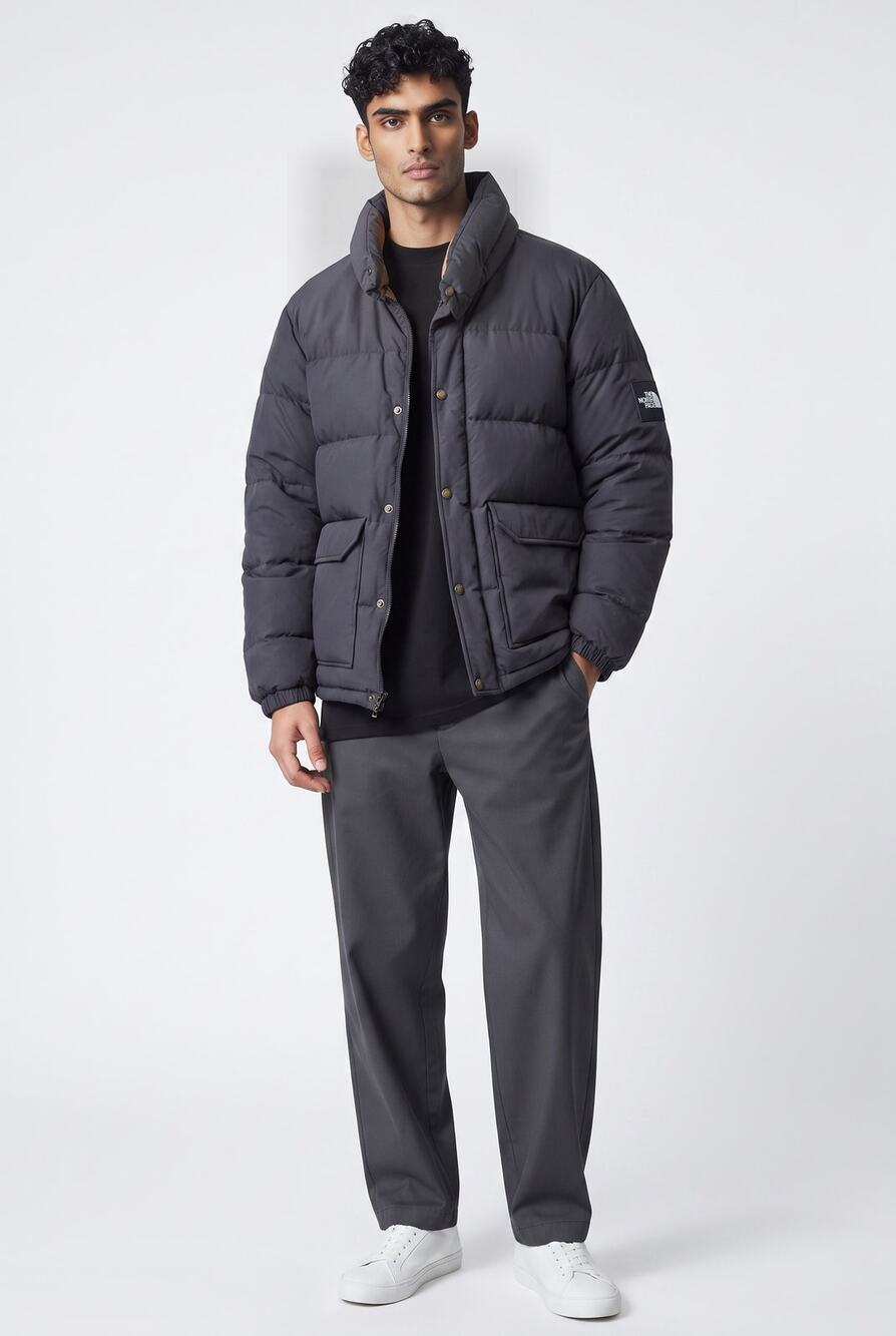 The North Face Gray Sierra Down Jacket L Puffer Coat Quilted Winter Outdoor Cozy